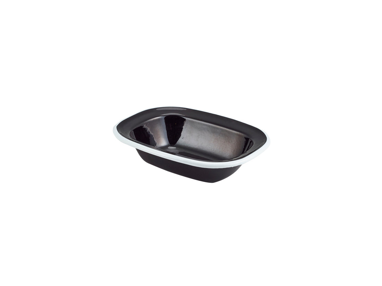 Enamel Pie Dish Black with White Rim 16cm 12 Pack