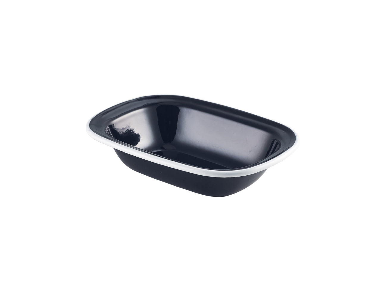 Enamel Pie Dish Black with White Rim 18cm 12 Pack