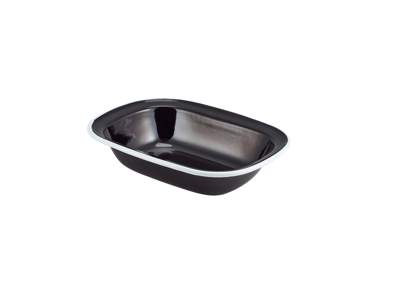 Enamel Pie Dish Black with White Rim 20cm 12 Pack