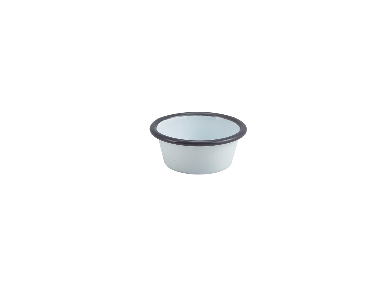 Enamel Ramekin White with Grey Rim 8cm Dia 90ml/3.2oz 12 Pack