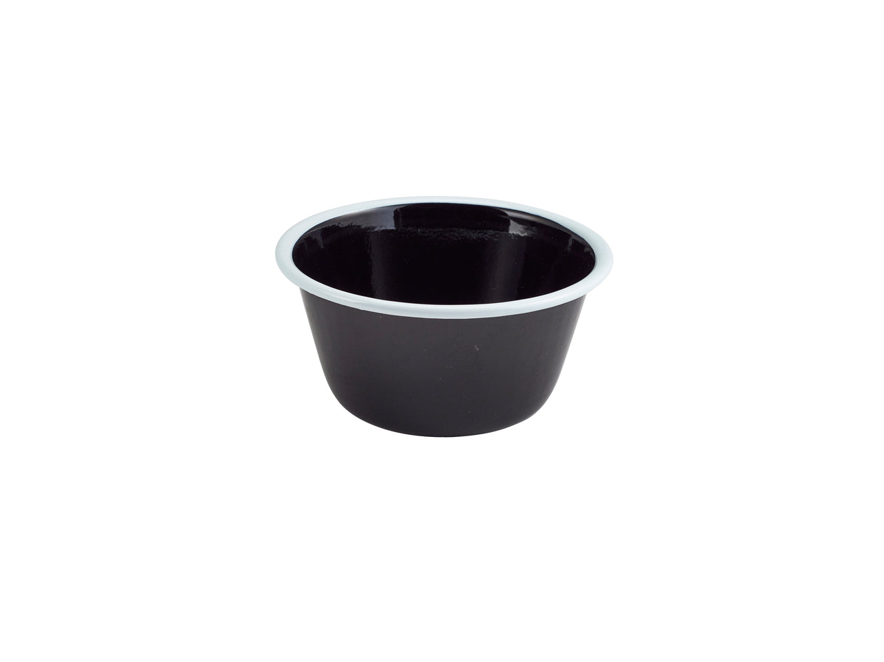 Enamel Deep Pie Dish Black with White Rim 12cm 12 Pack