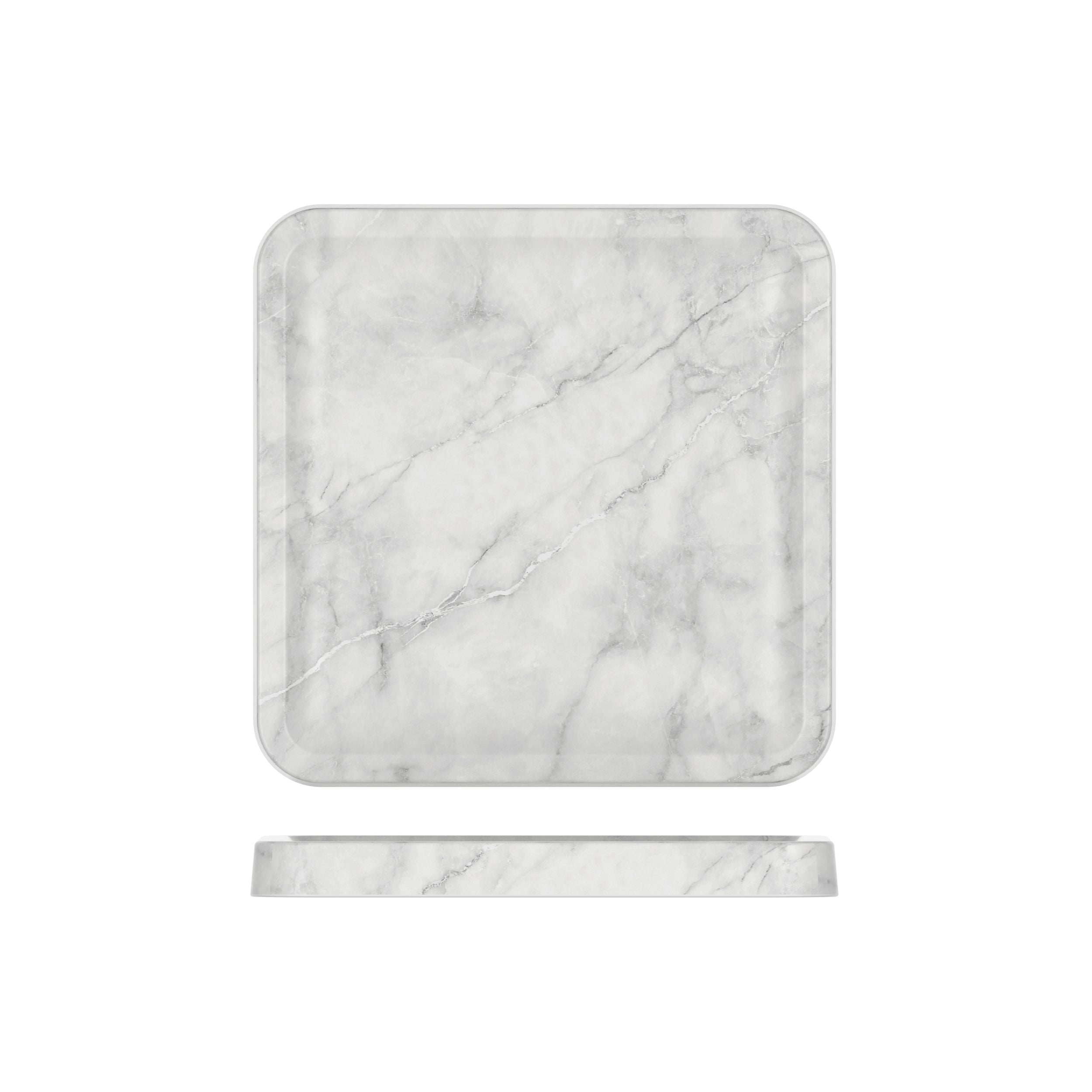 White Marble Agra Melamine Tray 23 x 23cm