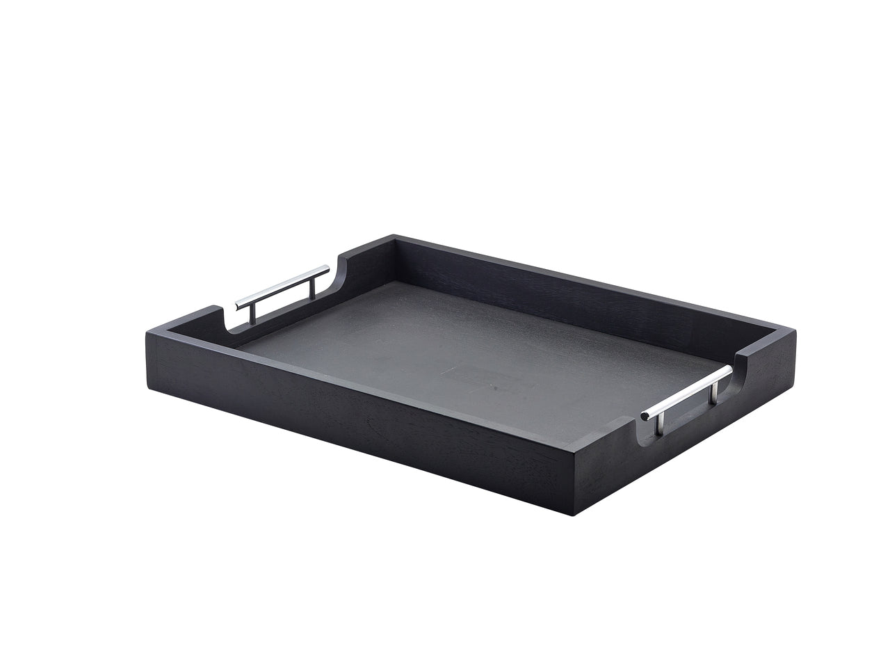 GenWare Solid Black Butlers Tray with Metal Handles 50 x 39.5cm