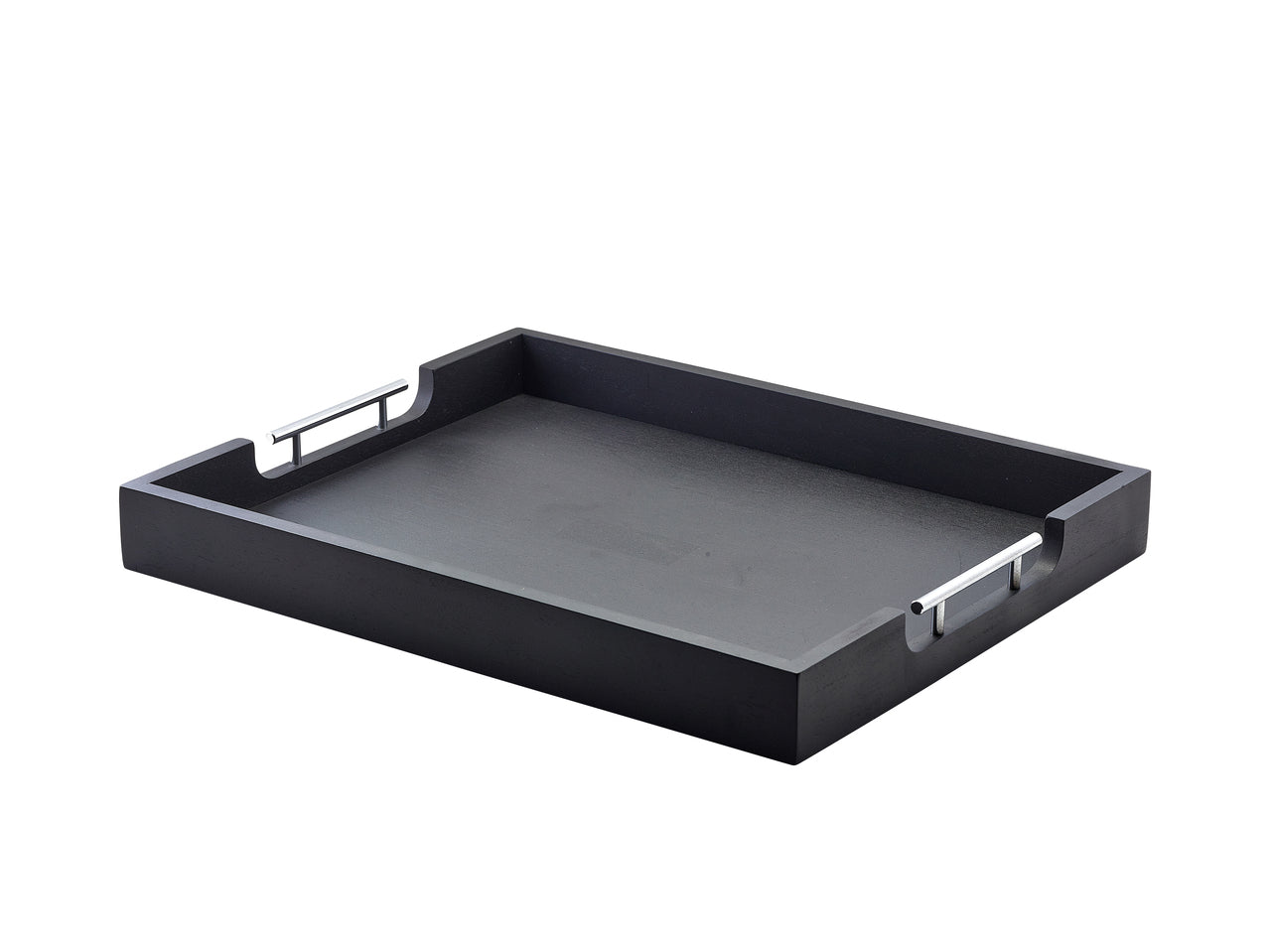 GenWare Solid Black Butlers Tray with Metal Handles 54.5 x 44cm