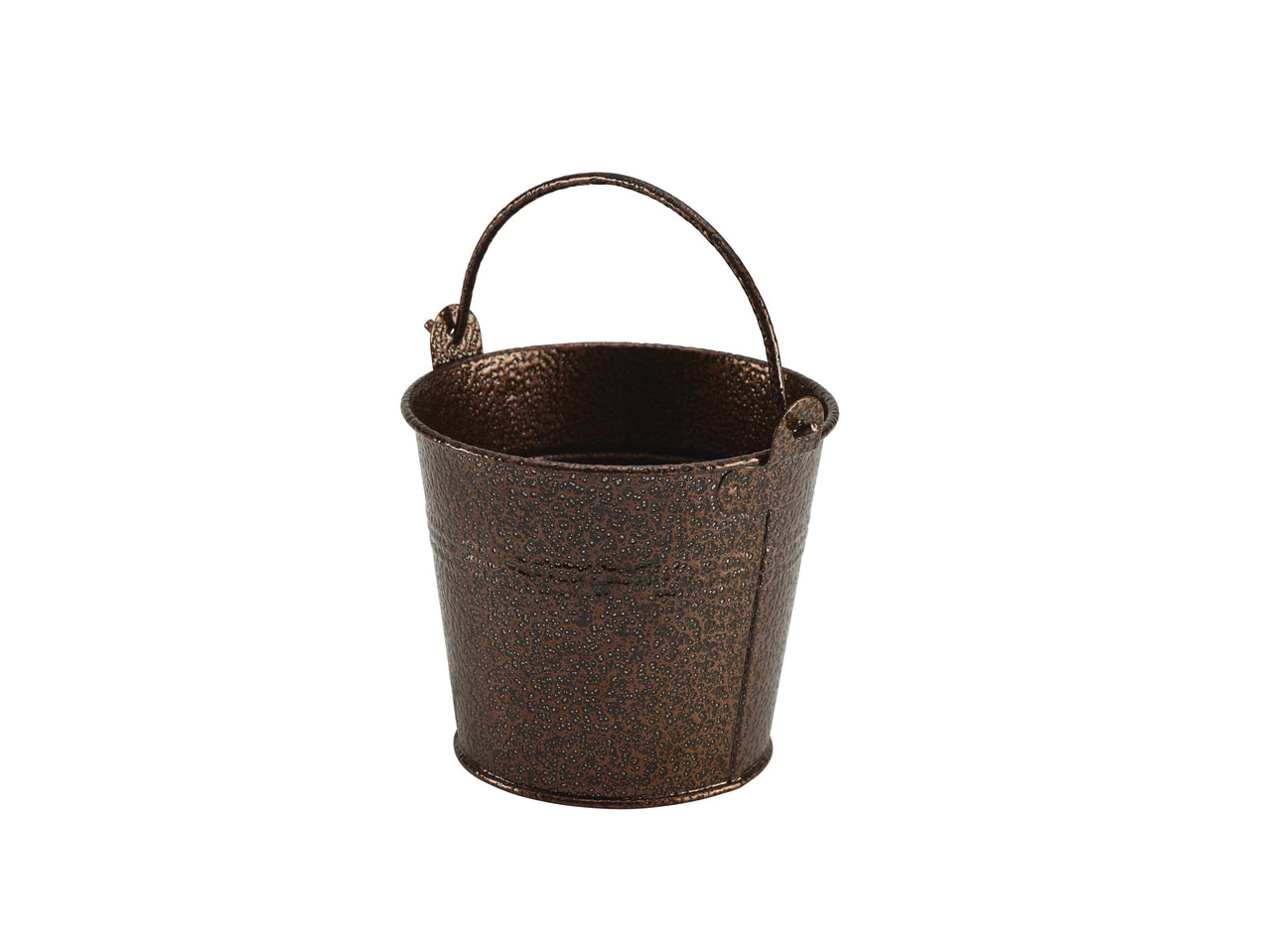 Galvanised Steel Hammered Serving Bucket 10cm Dia Copper 12 Pack