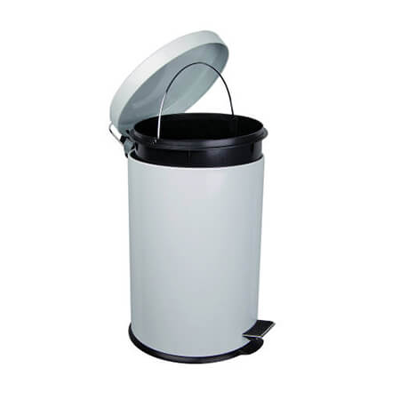 12Ltr White Steel Pedal Bin