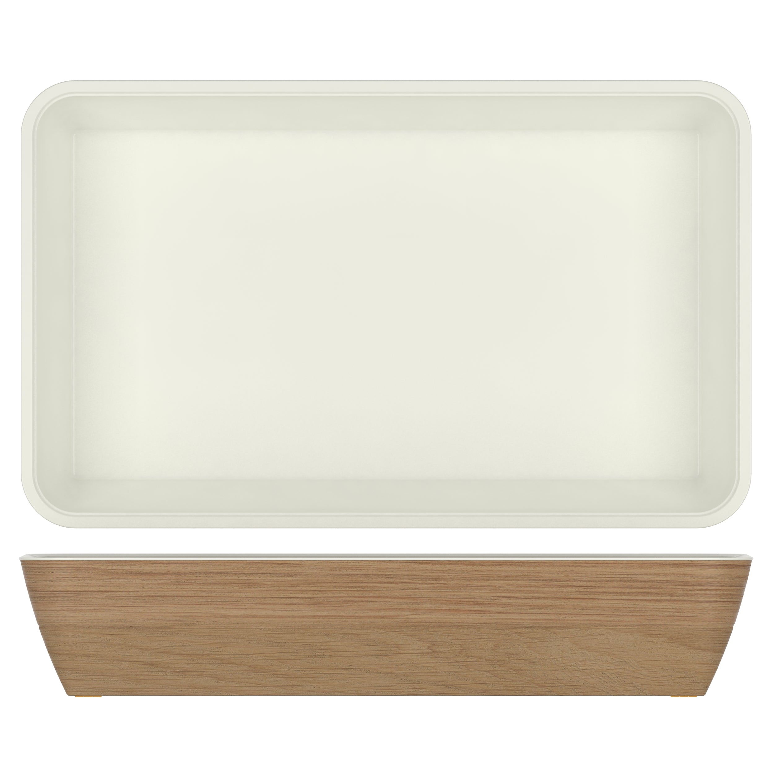 Light Oak/White New Haven Melamine GN1/1 Deep Dish 53 x 32.5 x 10cm