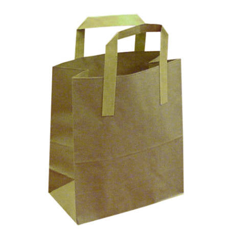 Recycled Brown Kraft Paper Carrier Bags With Handles 215 x 330 x 254mm 250 Pack