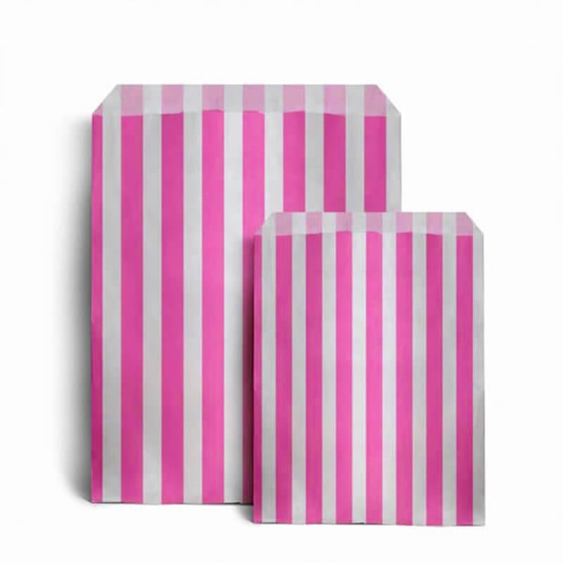 White Candy Stripe Paper Bags 5 X 7in Pink and White 1000 Pack