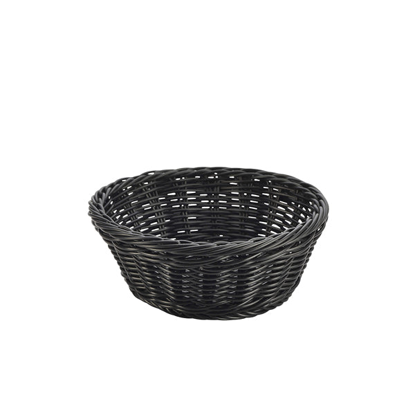 Black Round Polywicker Basket 21Dia x 8cm 6 Pack