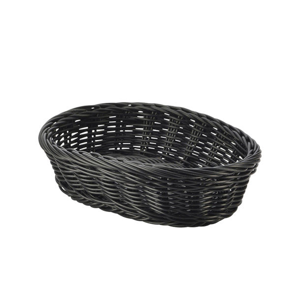 Black Oval Polywicker Basket 22.5 x 15.5 x 6.5cm 6 Pack