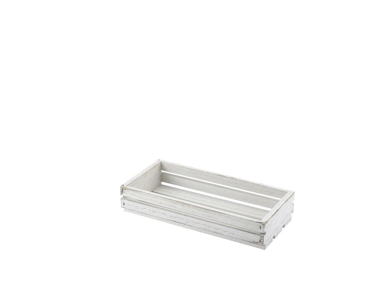 Genware White Wash Wooden Crate 25 x 12 x 5cm