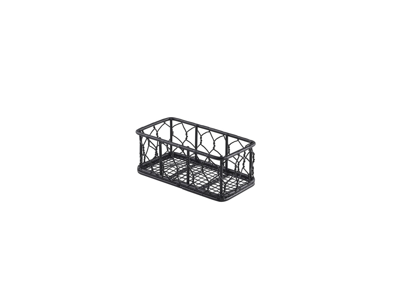 Genware Rectangular Black Wire Basket 14 x 7 x 5.5cm 6 Pack