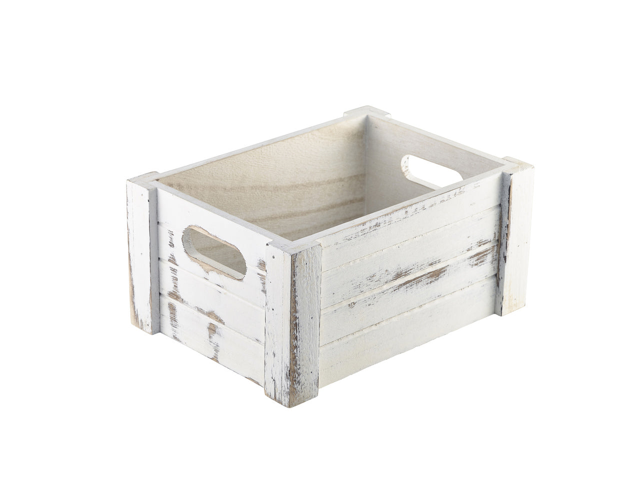 Genware White Wash Wooden Crate 22.8x16.5x11cm