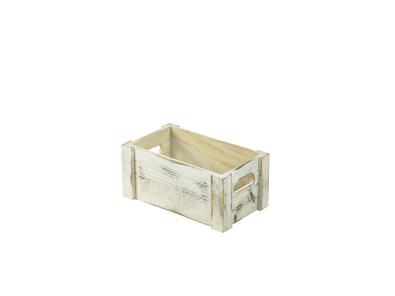 Genware White Wash Wooden Crate 27 x 16 x 12cm